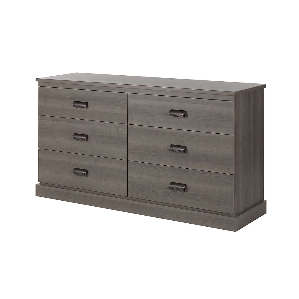South Shore Gloria 6Drawer Double Dresser in Grey Maple
