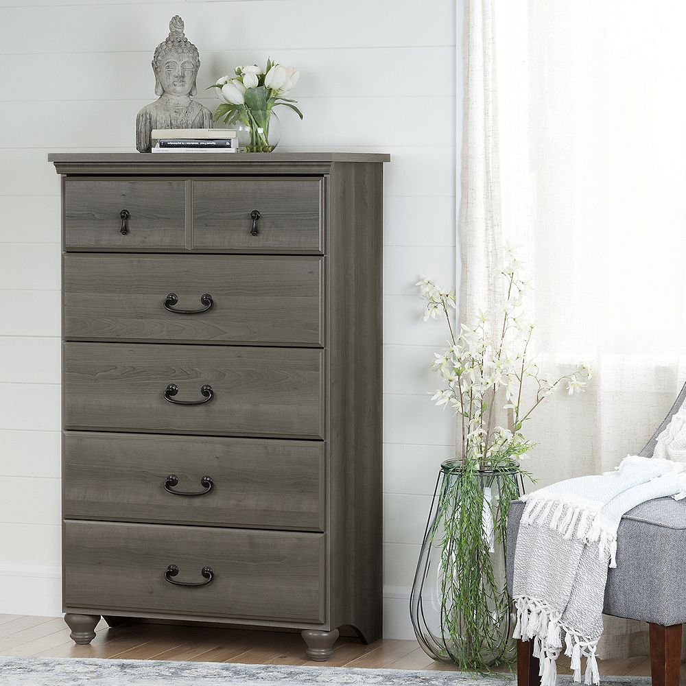 South Shore Noble 5Drawer Chest, Gray Maple The Home Depot Canada