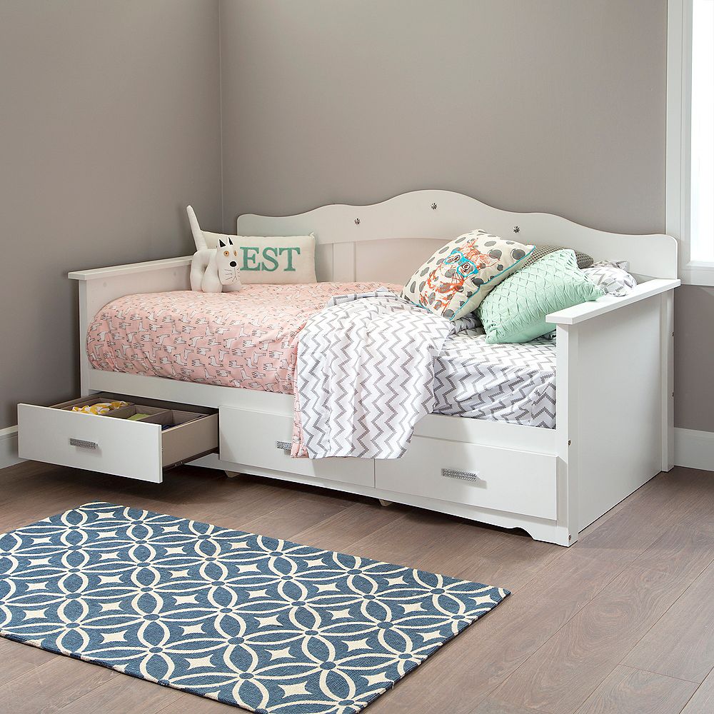 South Shore Lit divan simple (39'') avec rangement Tiara, Blanc solide