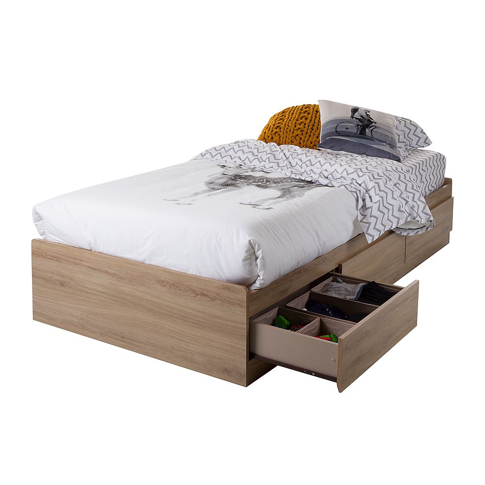 South Shore Twin Mates Bed 39 With 3 Drawers Rustic Oak The Home Depot Canada