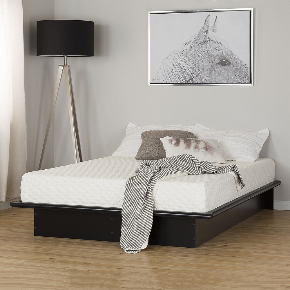 South Shore Step One Pure Black Full Platform Bed and Mattress Set (54