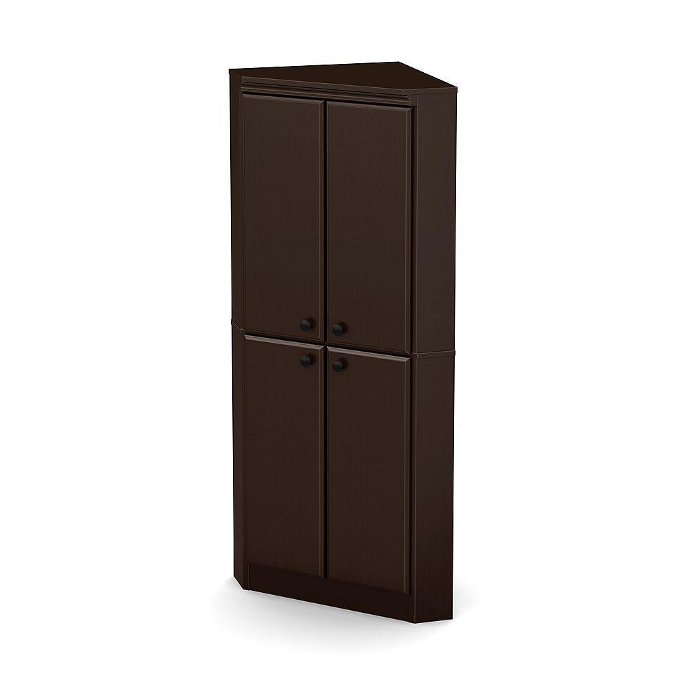 South Shore Armoire en coin 4 portes Chocolat Home Depot Canada