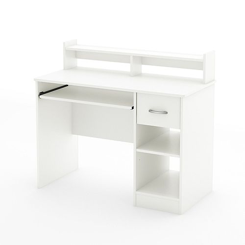 Axess Desk with Keyboard Tray, Pure White