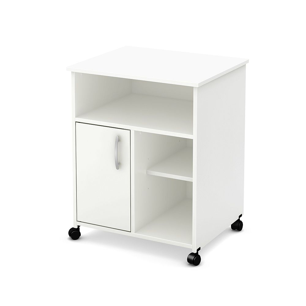 South Shore Axess Microwave Cart with Storage on Wheels, Pure White