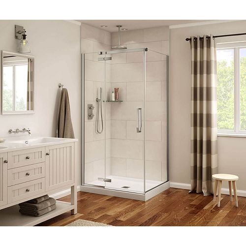 Davana 34-inch x 42-inch x 75-inch Rectangular Frameless Shower Enclosure Kit with Chrome Trim