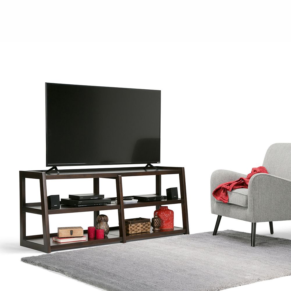 Simpli Home Sawhorse Wide TV Media Stand The Home Depot Canada