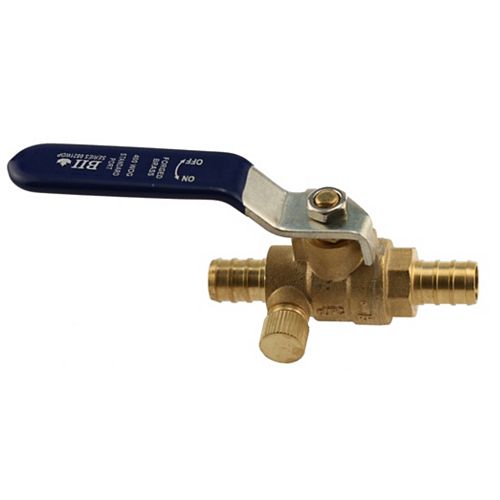 Jag Plumbing Packs - 1/2 Inch PEX x PEX Brass Ball Valve with Drain (2 -pack)