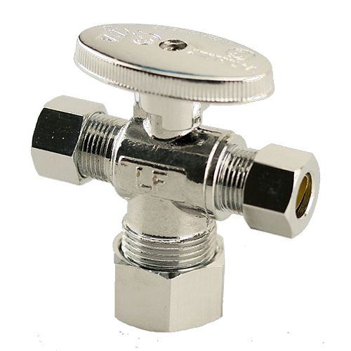 Jag Plumbing Packs -1/2 Inch FPT x 3/8 Inch x 3/8 Inch COMP - Dual Outlet Shut off (2 -pack)