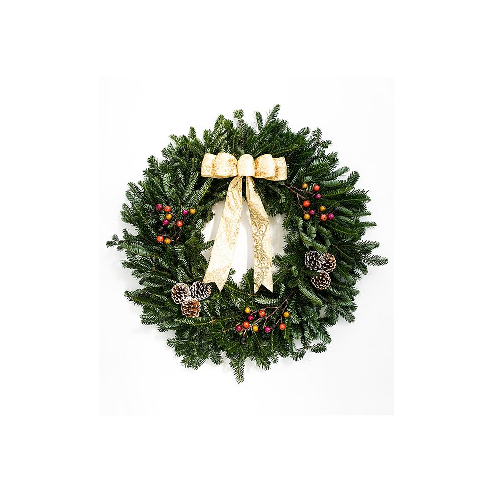 Brookdale Treeland Nurseries Decorated Holiday Wreath 28"   Gold   The ...