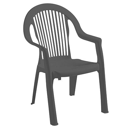 Gracious Living Newport Grey Indoor/Outdoor Stackable High-Back Chair