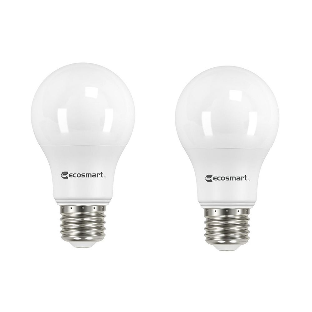 Ecosmart 100W Daylight (5000K) A19 Non-Dimmable LED Light Bulb (2-Pack