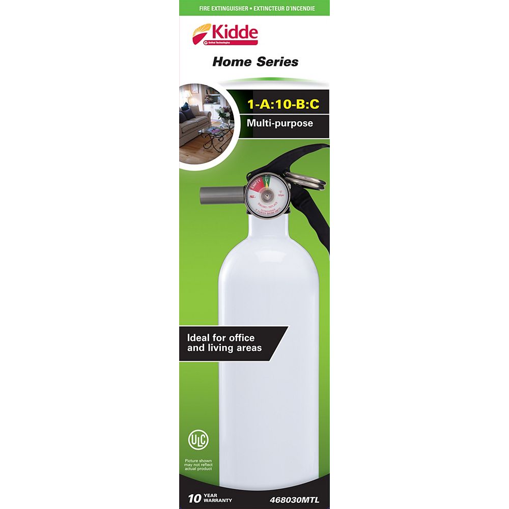 Kidde 1A10BC Multipurpose Home Series White Fire Extinguisher The Home Depot Canada