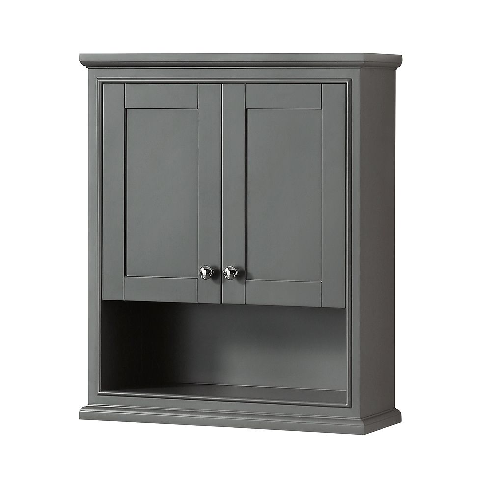 Wyndham Collection Deborah Bathroom Wall Mounted Storage Cabinet In Dark Gray The Home Depot Canada