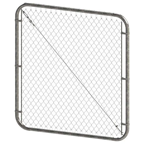 68-inch W x 4 ft. H Chain Link Fencing Adjustable Gate in Galvanized Steel (2-inch Mesh Opening)