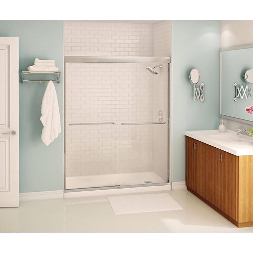 Tonik SC 55 - 59W x 71H Semi-frameless ByPass Shower Door in Chrome with Clear Glass