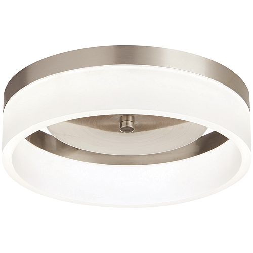 11.8-inch Brushed Nickel Integrated LED Flushmount Light Fixture with Frosted Shade