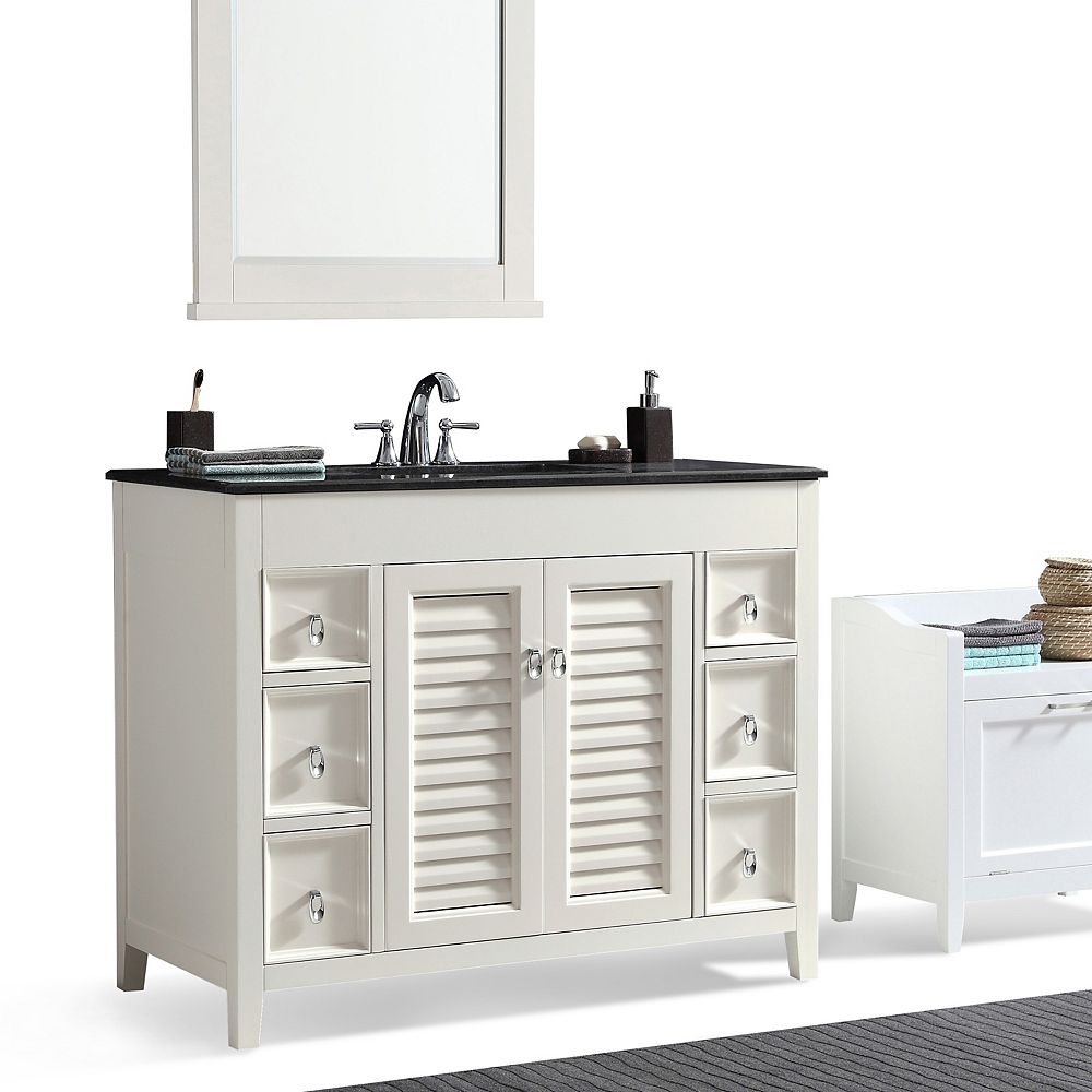 Simpli Home Adele 42 Inch Bath Vanity With Black Granite Top The Home Depot Canada Simpli Home Adele 42 Inch Bath Vanity With Black Granite Top The Home Depot Canada
