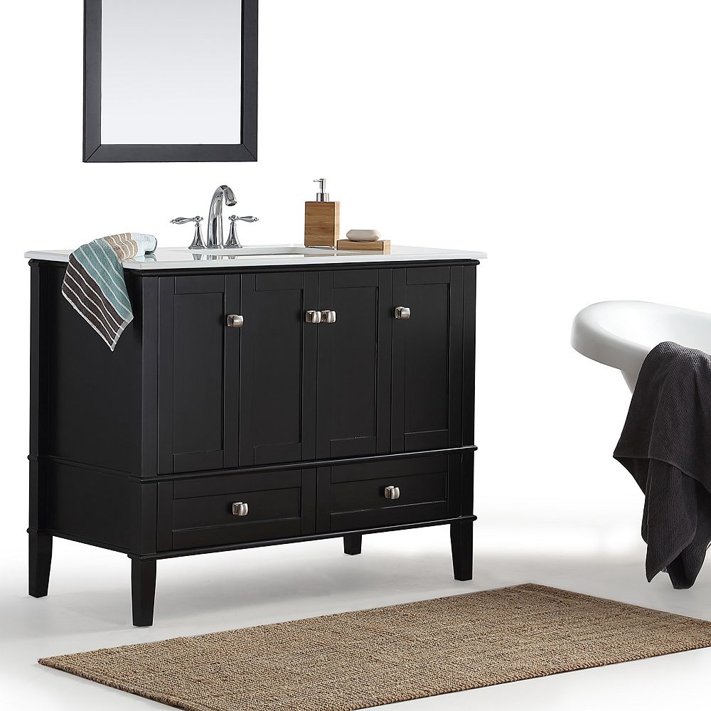 Simpli Home Chelsea 42 Inch Bath Vanity With White Quartz Marble Top The Home Depot Canada Simpli Home Chelsea 42 Inch Bath Vanity With White Quartz Marble Top The Home Depot Canada