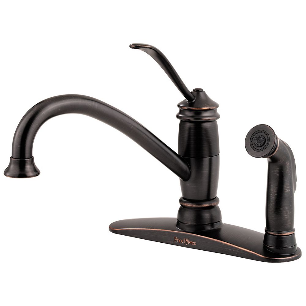 Pfister Brookwood 3 Hole Kitchen Faucet With Sprayer In Tuscan Bronze The Home Depot Canada
