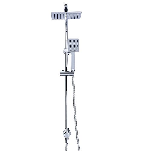 Wall Bar Handheld Shower and Rain Showerhead Kit in Chrome