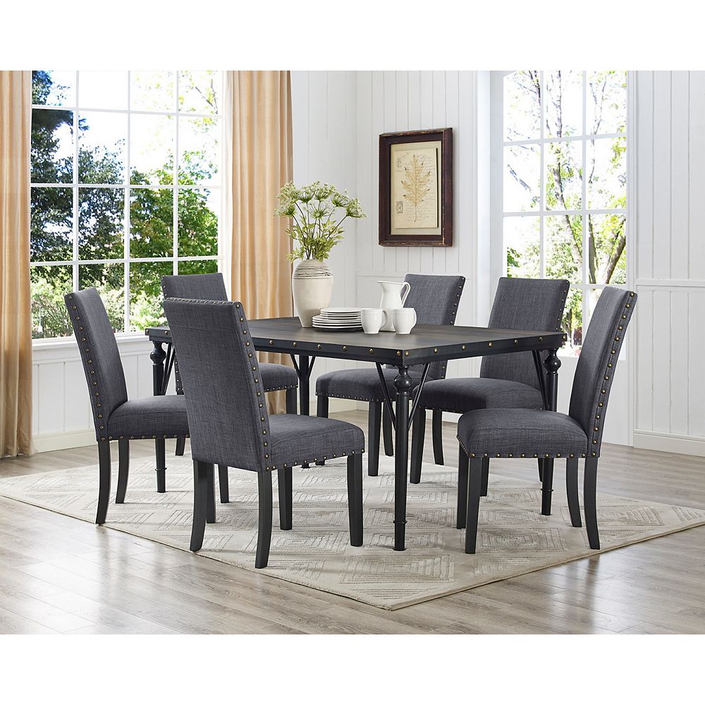 Brassex Inc. Arianna 7-Piece Dining Set, Table + 6 Chairs, Grey | The ...