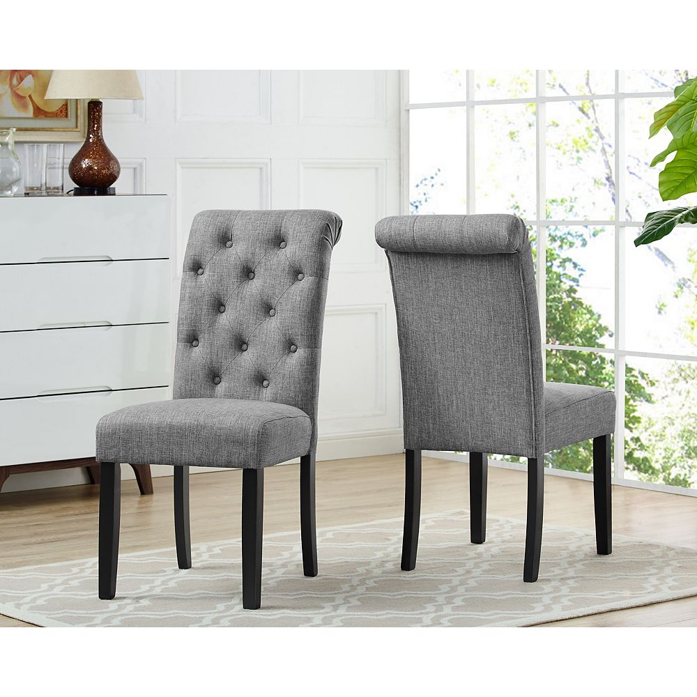 Brassex Inc. Soho Tufted Dining Chair in Grey (Set of 2) | The Home