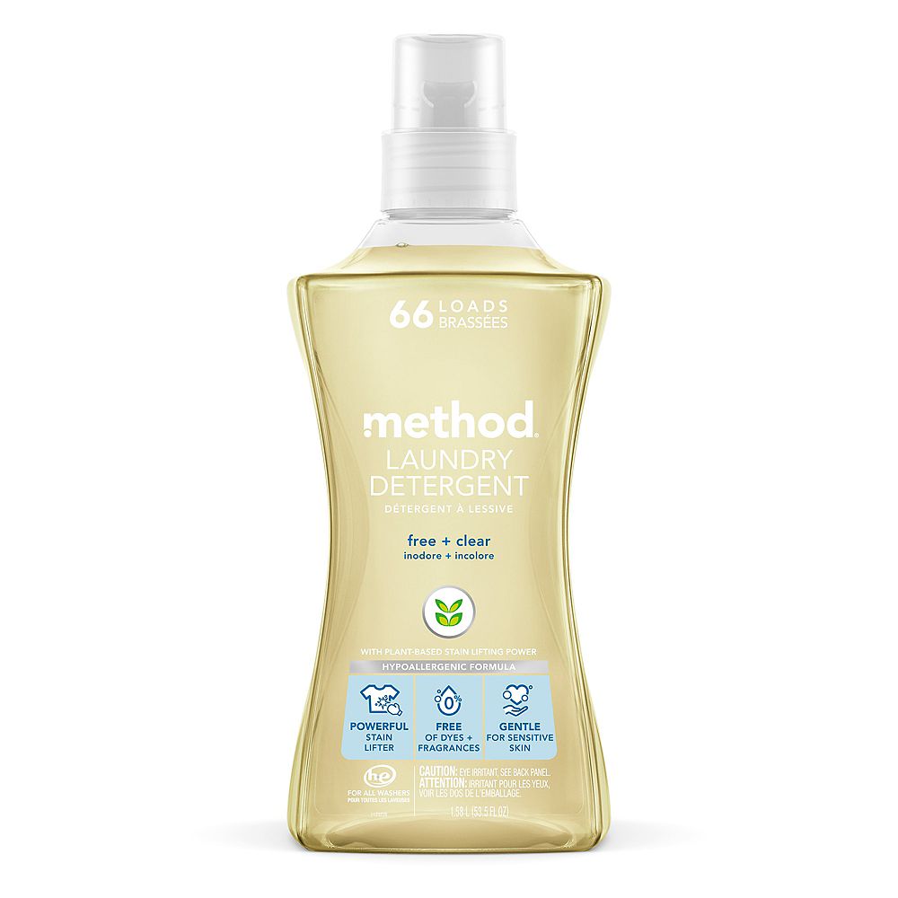 Method Laundry Detergent, Free + Clear, 53.5 Fluid Ounces, 66 Loads