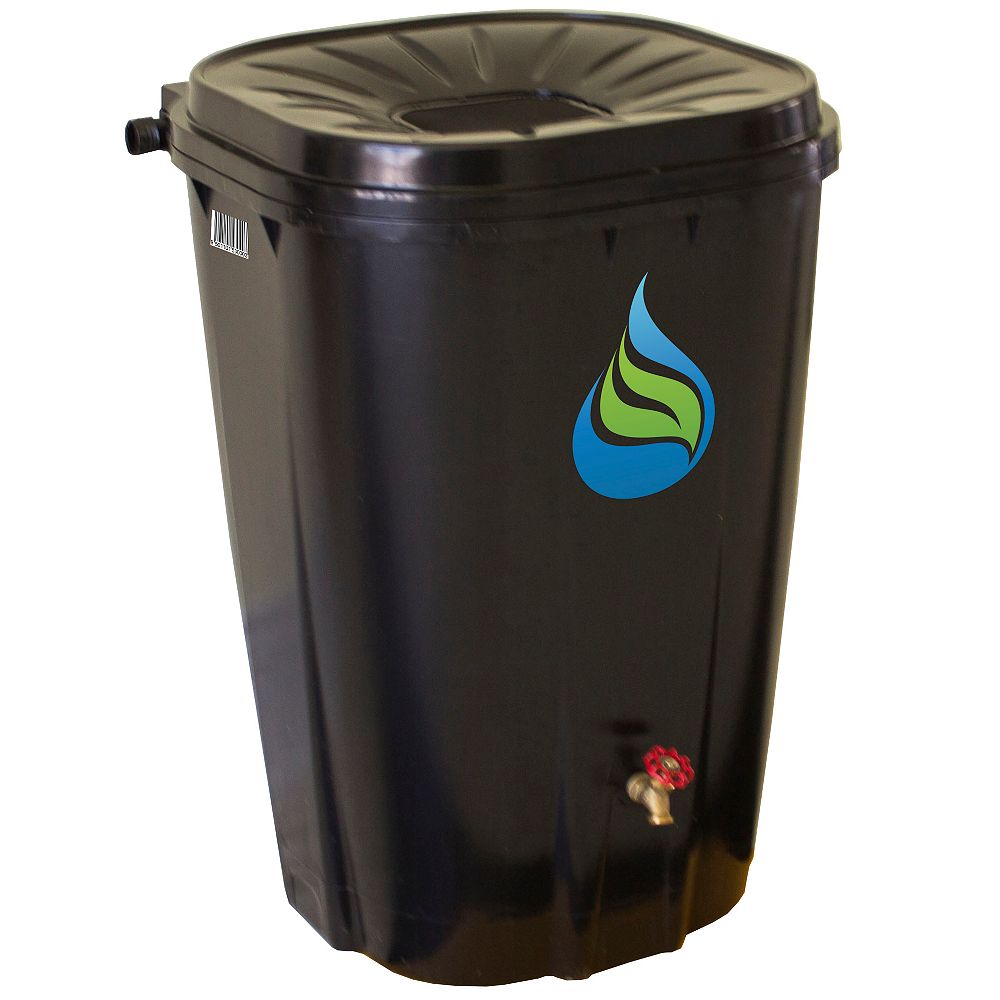 Enviro World 55 Gal. Black Rain Barrel with Brass Spigot and Rain Barrel Kit The Home Depot Canada