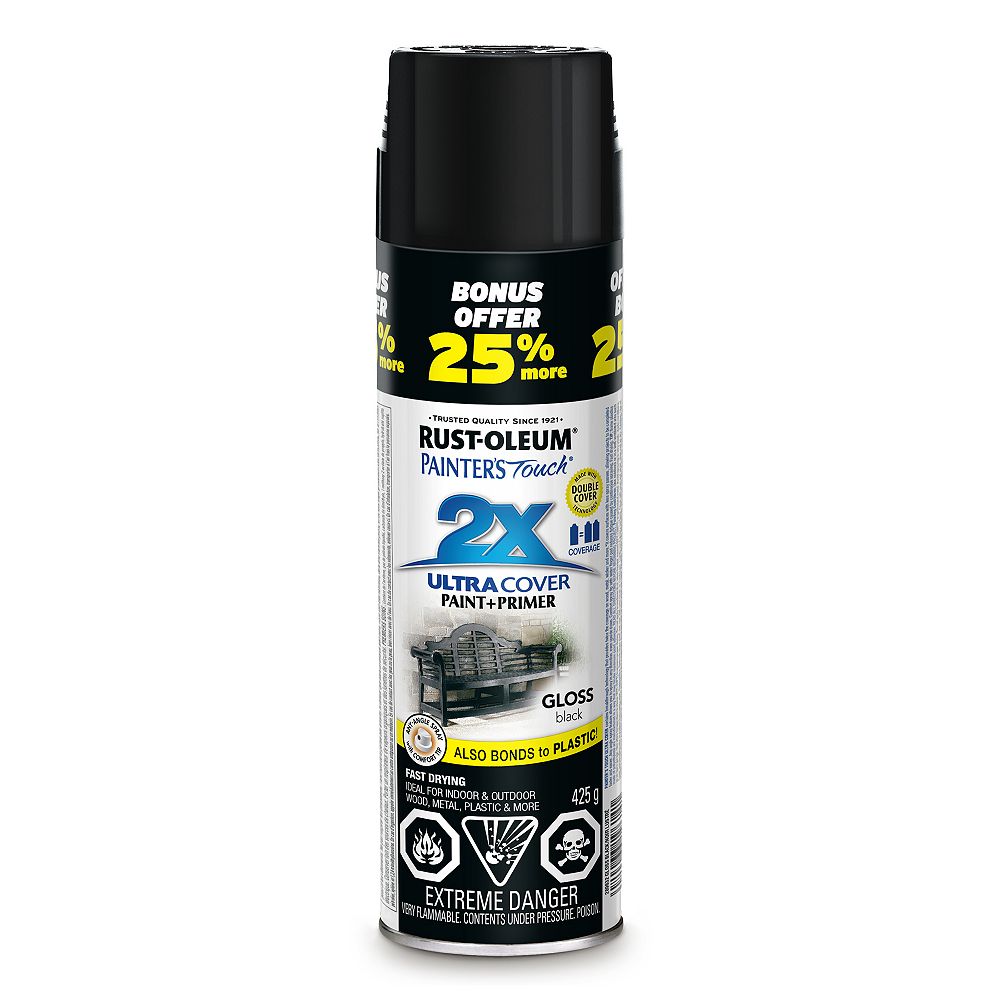 RustOleum Painter's Touch 2X Ultra Cover MultiPurpose Paint And Primer in Gloss Black, 4