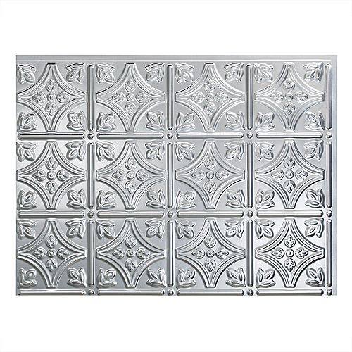 Traditional 1 Brushed Aluminum 18 inch x 24 inch PVC Backsplash Panel