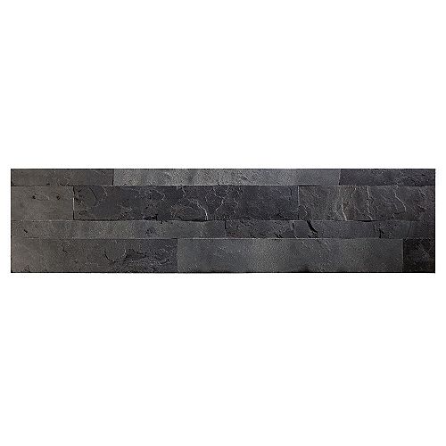 Charcoal Slate - 1-Piece- 5.9"" x 23.6"" Peel and Stick Stone Backsplash Tile