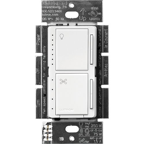 Maestro Fan Control and Light Dimmer for dimmable LEDs, White