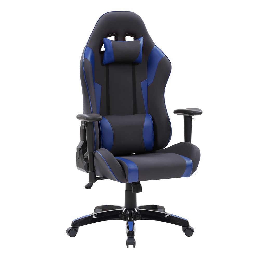 Corliving Grey and Blue High Back Ergonomic Gaming Chair, Height