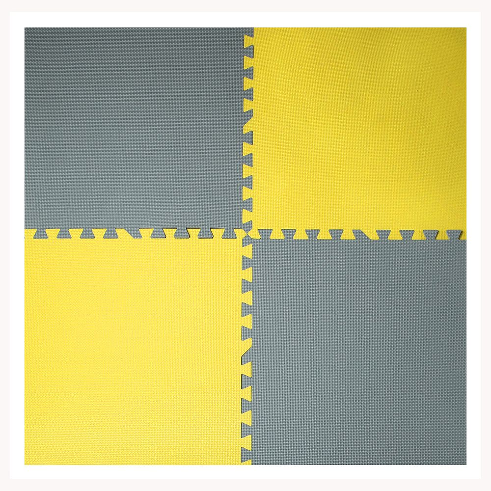 ConnectAMat Grey and Yellow 24inch X 24inch AntiFatigue