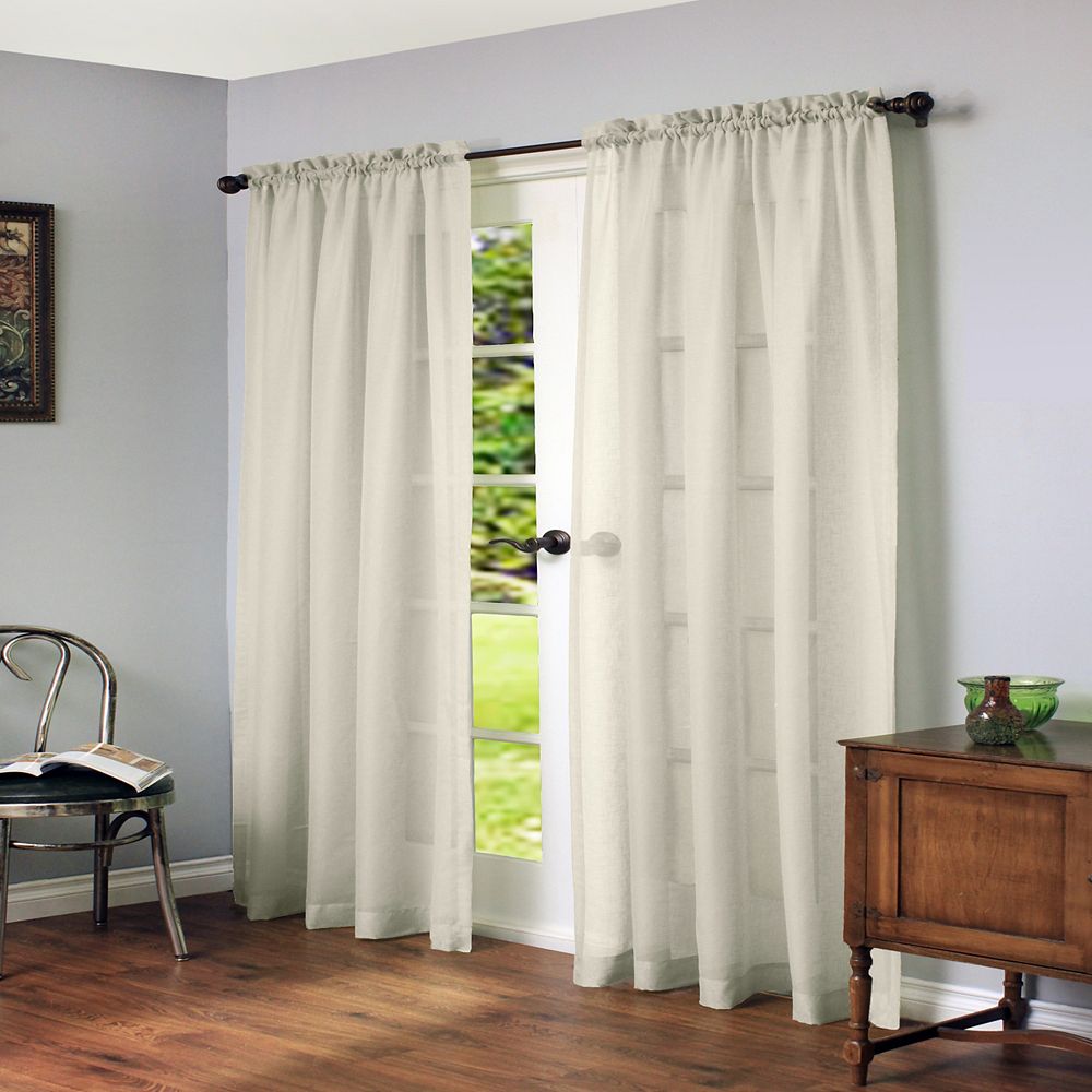 Habitat Cote D'Azure linen like sheer, rod pocket panel, ivory 56in x ...