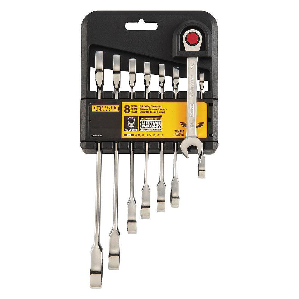 DEWALT Ratcheting Combination Metric Wrench Set (8 Piece) The Home