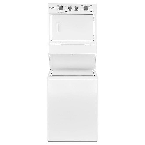 Stacked 4.0 cu. ft. Washer and 5.9 cu. ft. Gas Dryer in White