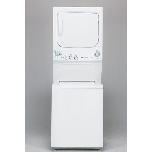 Gas Unitized Apartment Size 27-inch Stacked Washer and Dryer Laundry Centre in White