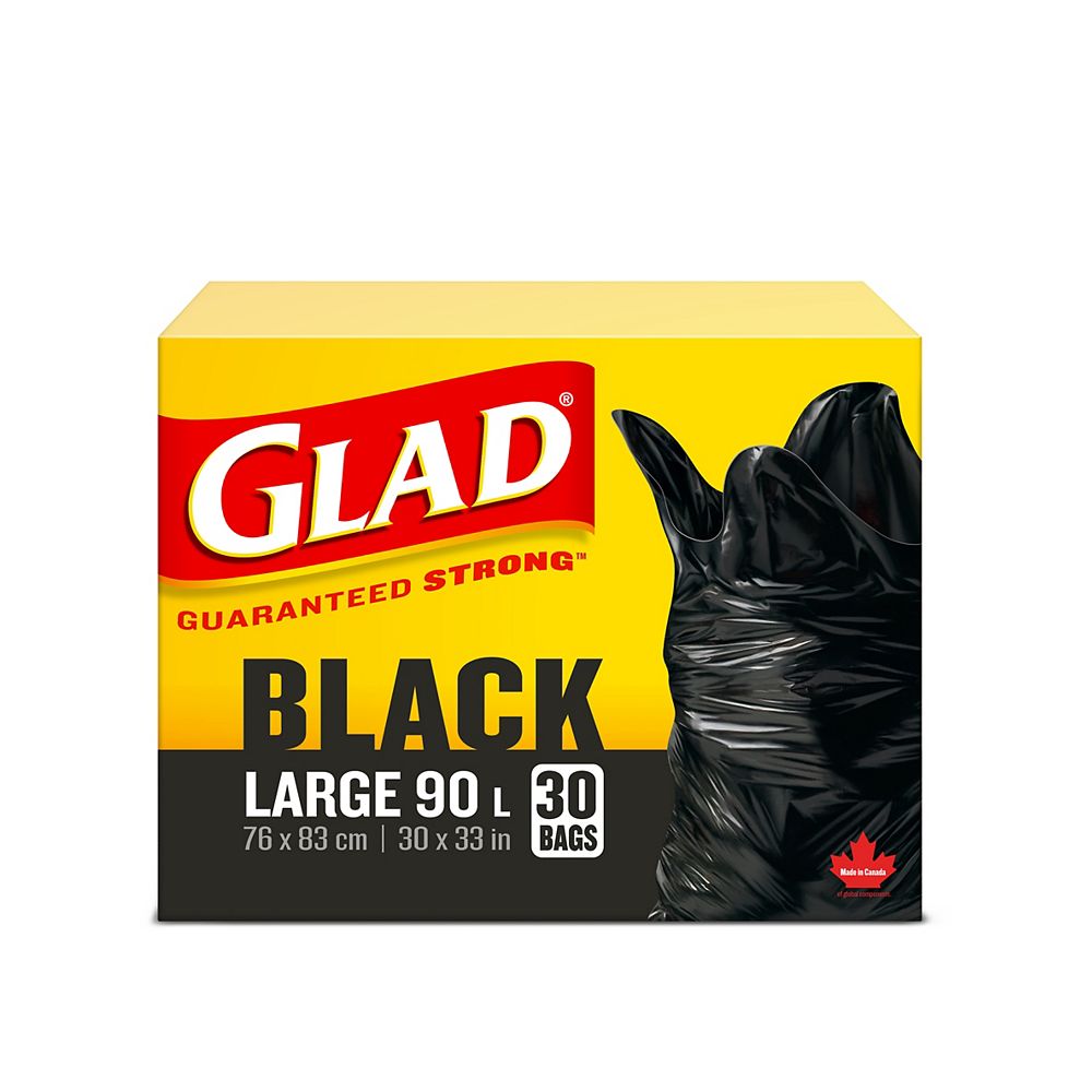 Glad 90 L Large Black Garbage Bags (30Count) The Home Depot Canada