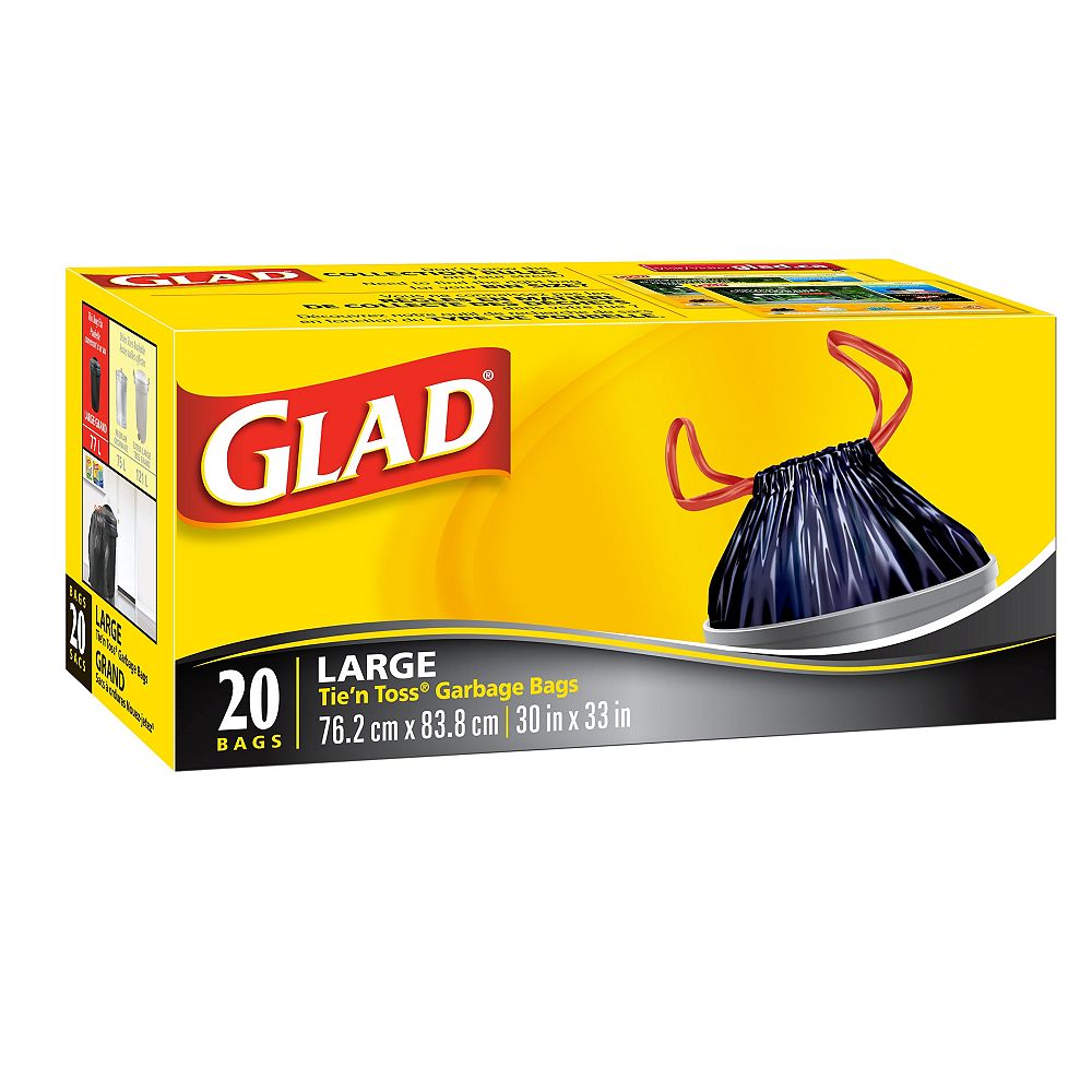 Glad Black Garbage Bags Drawstring Large 20 Bags The Home Depot Canada 