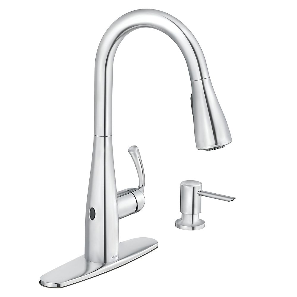 Moen Essie Touchless Single Handle Pull Down Sprayer Kitchen Faucet With Motionsense Wave The Home Depot Canada