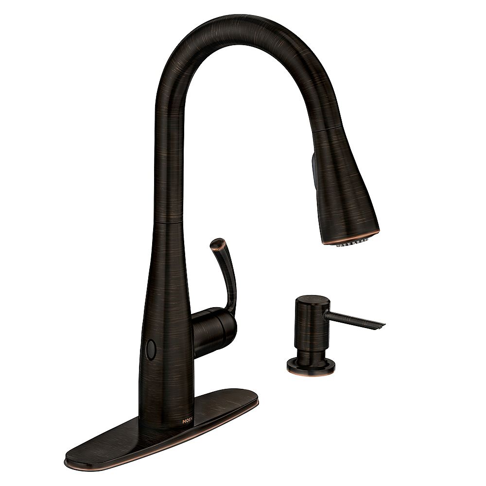Moen Essie Touchless 1 Handle Pull Down Sprayer Kitchen Faucet With Motionsense Wave In Me The Home Depot Canada