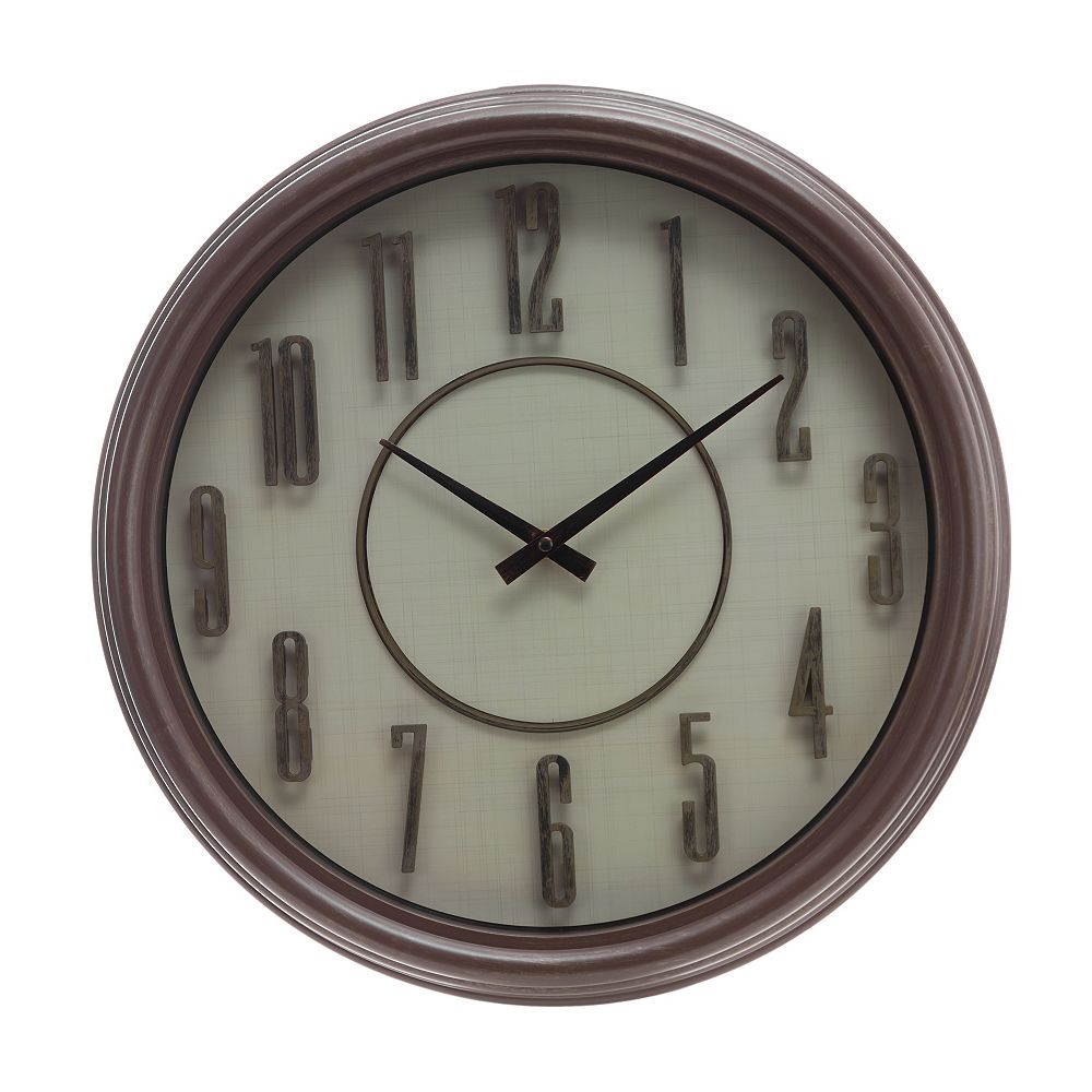 Kiera Grace Kiera Grace Decorative Wall Clock 18", Brown with Cross