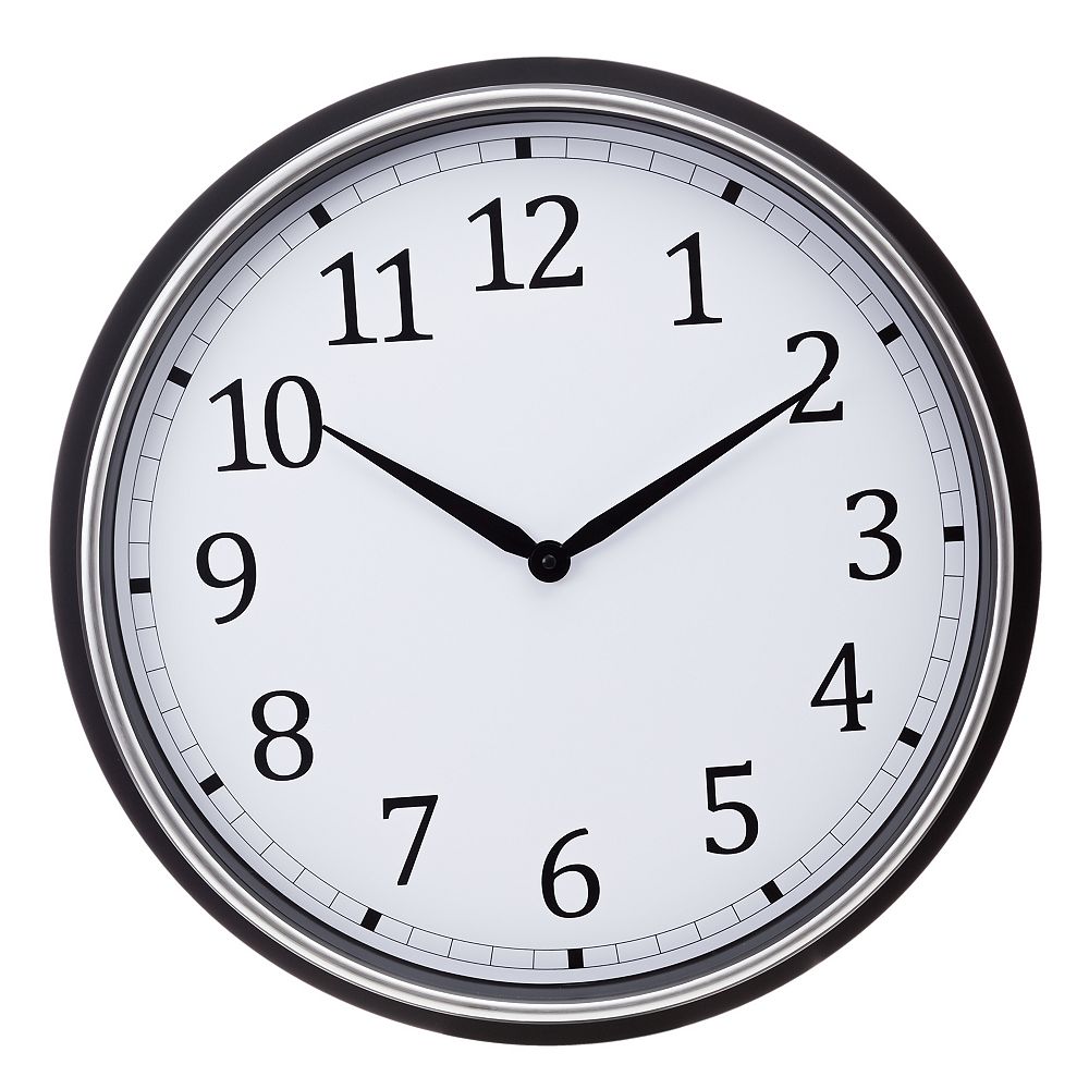 Kiera Grace Classic Wall Clock 20inch, Glossy Black with White Face