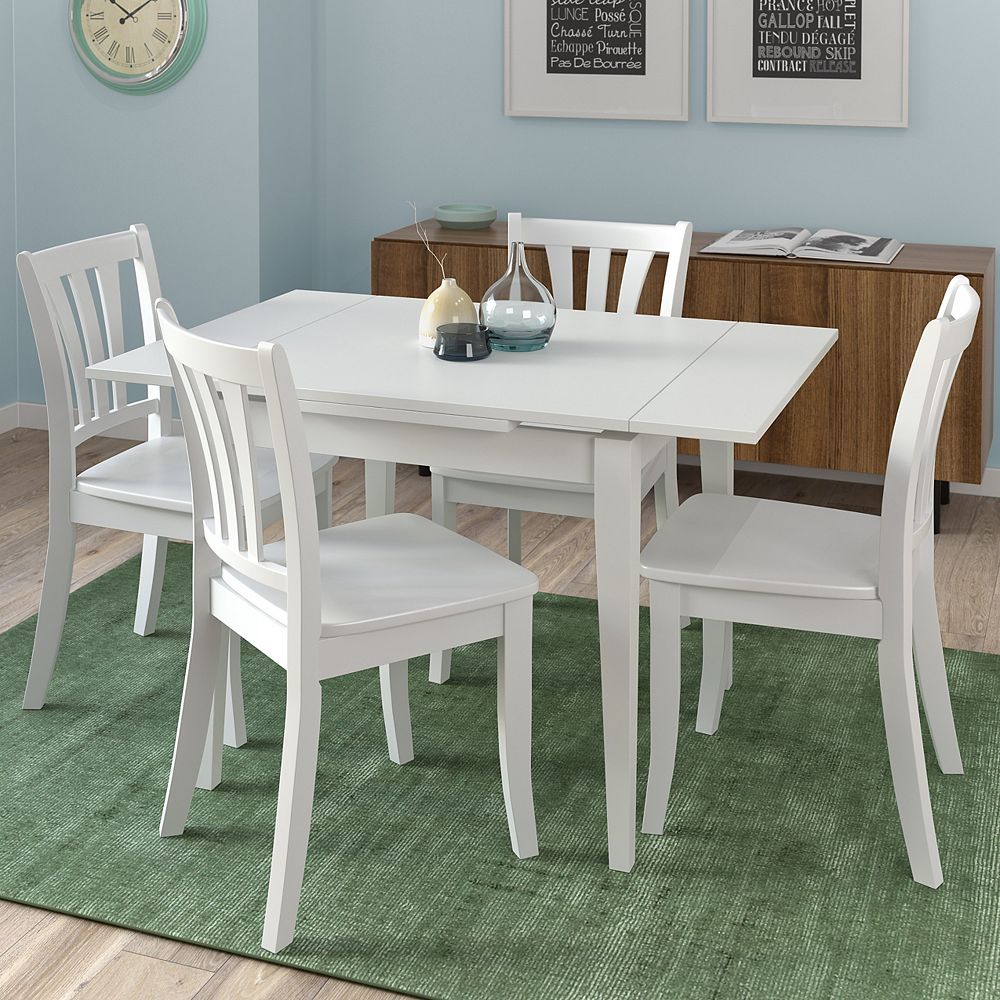 Corliving Dillon 5 Piece Extendable White Wooden Dining Set The Home Depot Canada