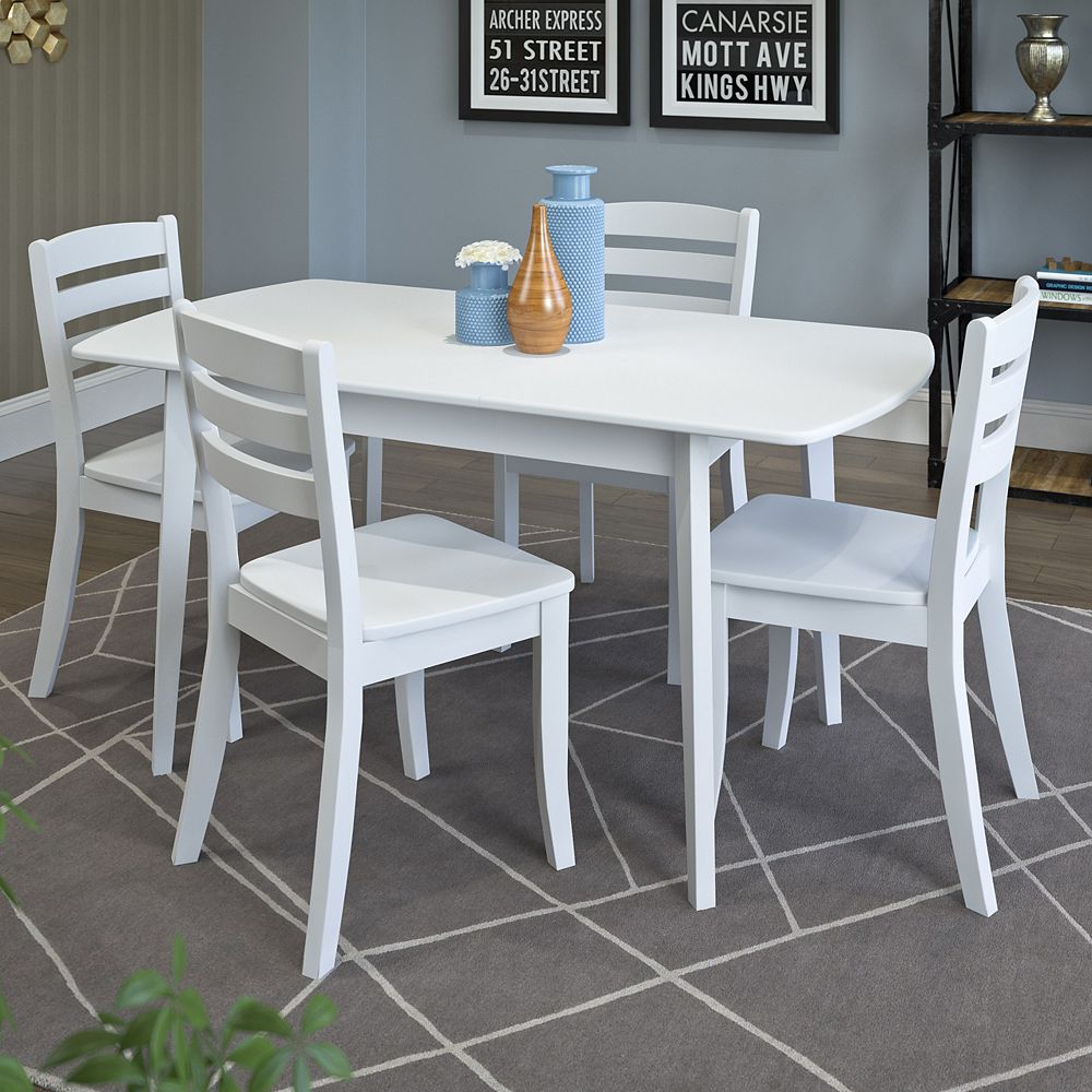 Corliving Dillon 5Piece Extendable White Wooden Dining Set The Home Depot Canada