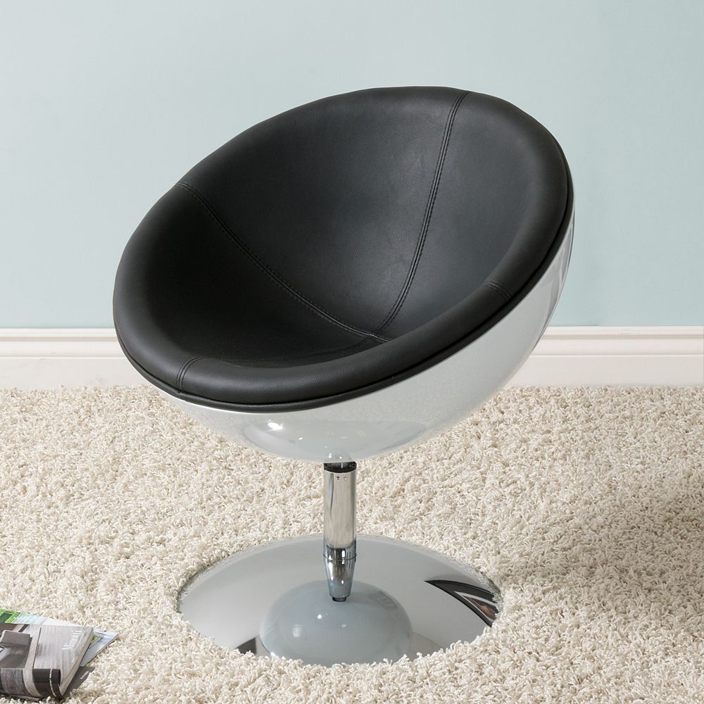 Corliving Mod Modern Bonded Leather Circular Chair, Black and White