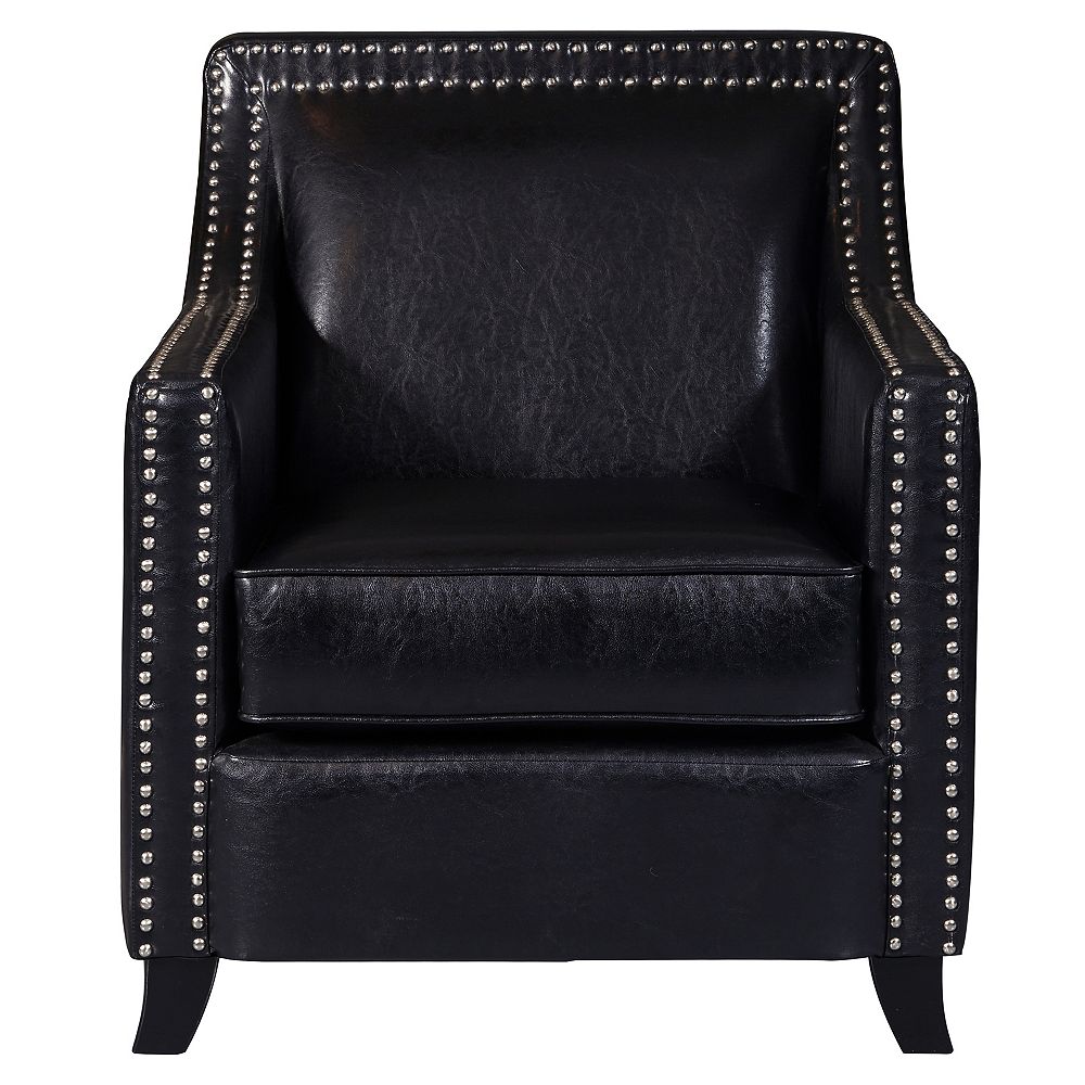Pulaski Black Faux Leather Swoop Arm Accent Chair The