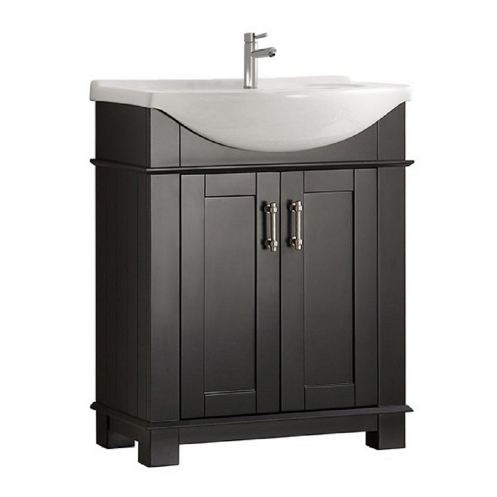 Fresca Hudson 30 In Bathroom Vanity In Black With Ceramic Vanity Top In White The Home Depot Canada