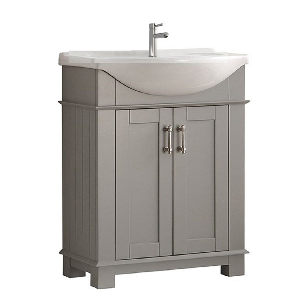 Fresca Hudson 30 in. Bathroom Vanity in Gray with Ceramic Vanity Top in